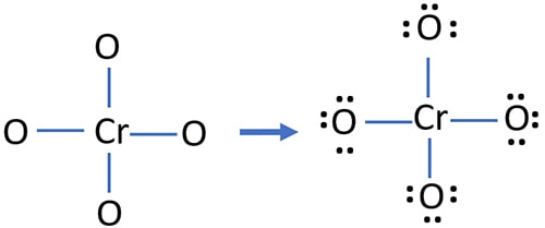 mark lone pairs on atoms in skelton of CrO4 2-